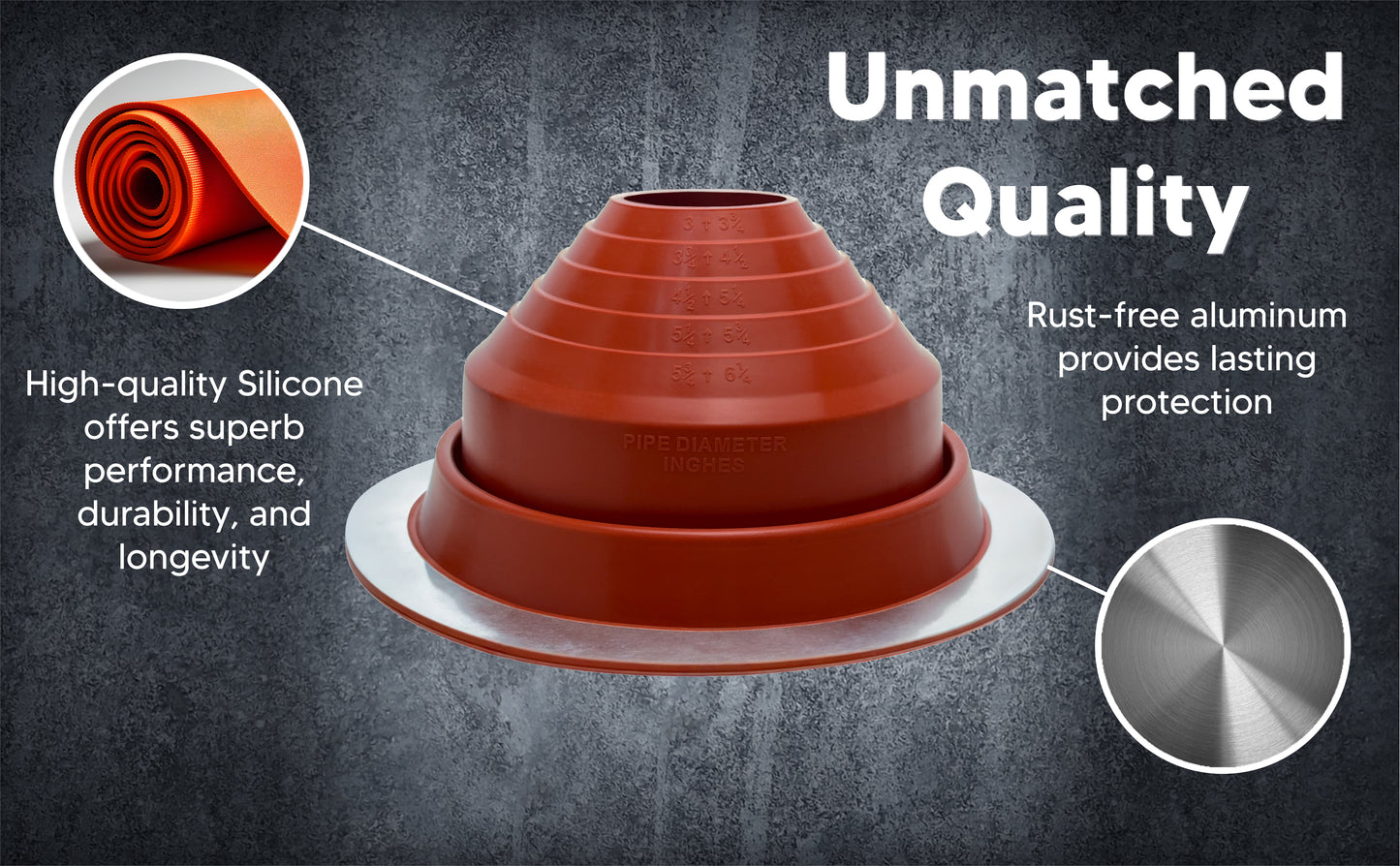 Silicone High Temperature Pipe Flashing #4 - Fits Pipes 3” to 6-1/4” OD