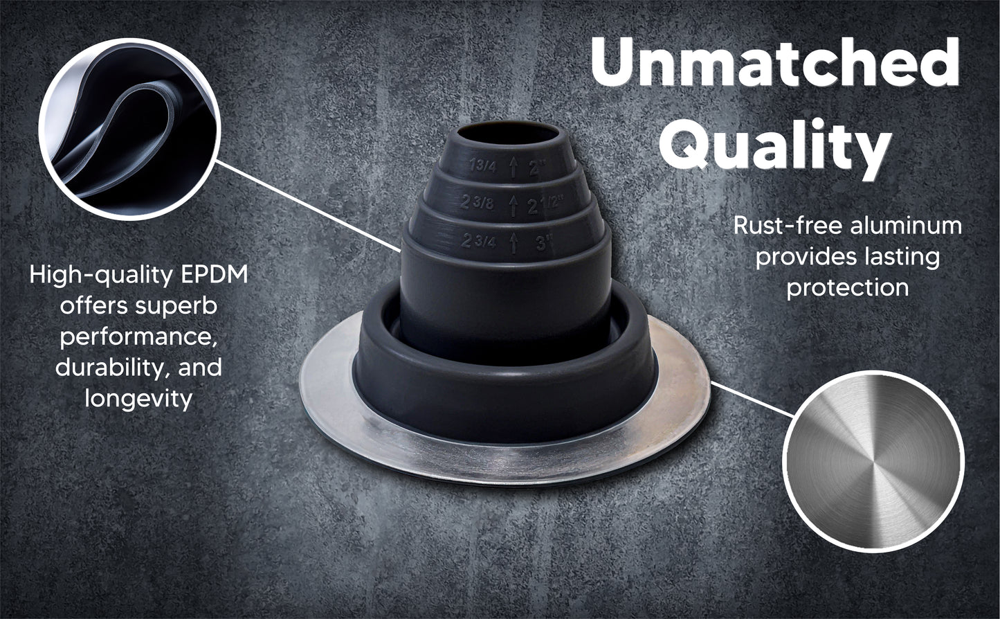 EPDM Pipe Flashing #2 - Fits Pipes 1-3/4” to 3-1/4” OD