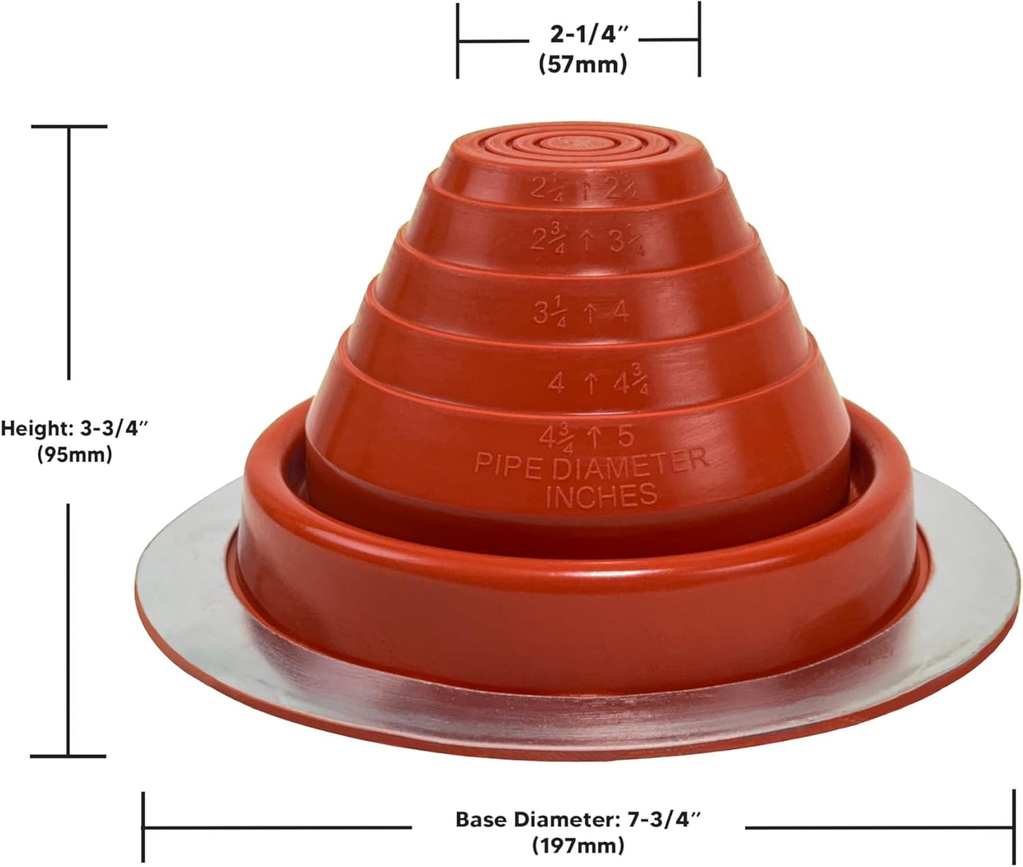 Silicone High Temperature Pipe Flashing #3 - Fits Pipes 2-1/4” to 5” OD