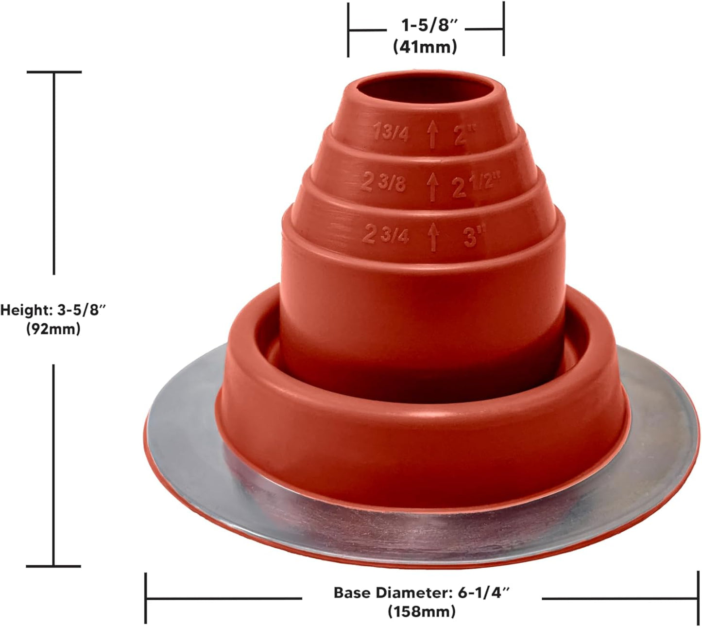Silicone High Temperature Pipe Flashing #2 - Fits Pipes 1-3/4” to 3-1/4” OD