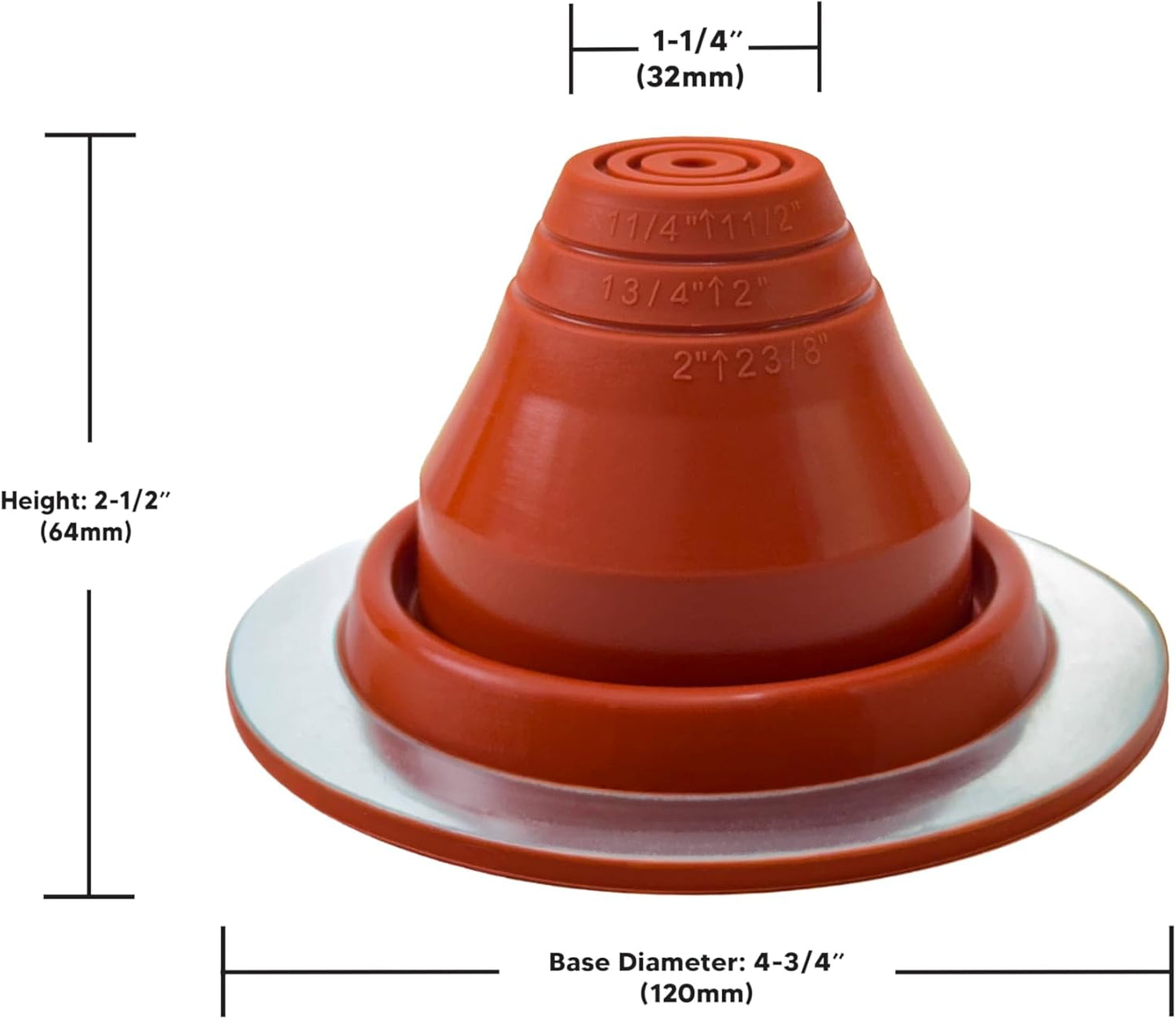 Silicone High Temperature Pipe Flashing #1 - Fits Pipes 1-1/4” to 2-3/8” OD