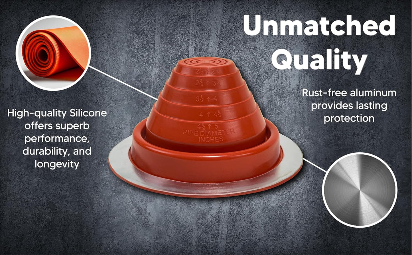 Silicone High Temperature Pipe Flashing #3 - Fits Pipes 2-1/4” to 5” OD