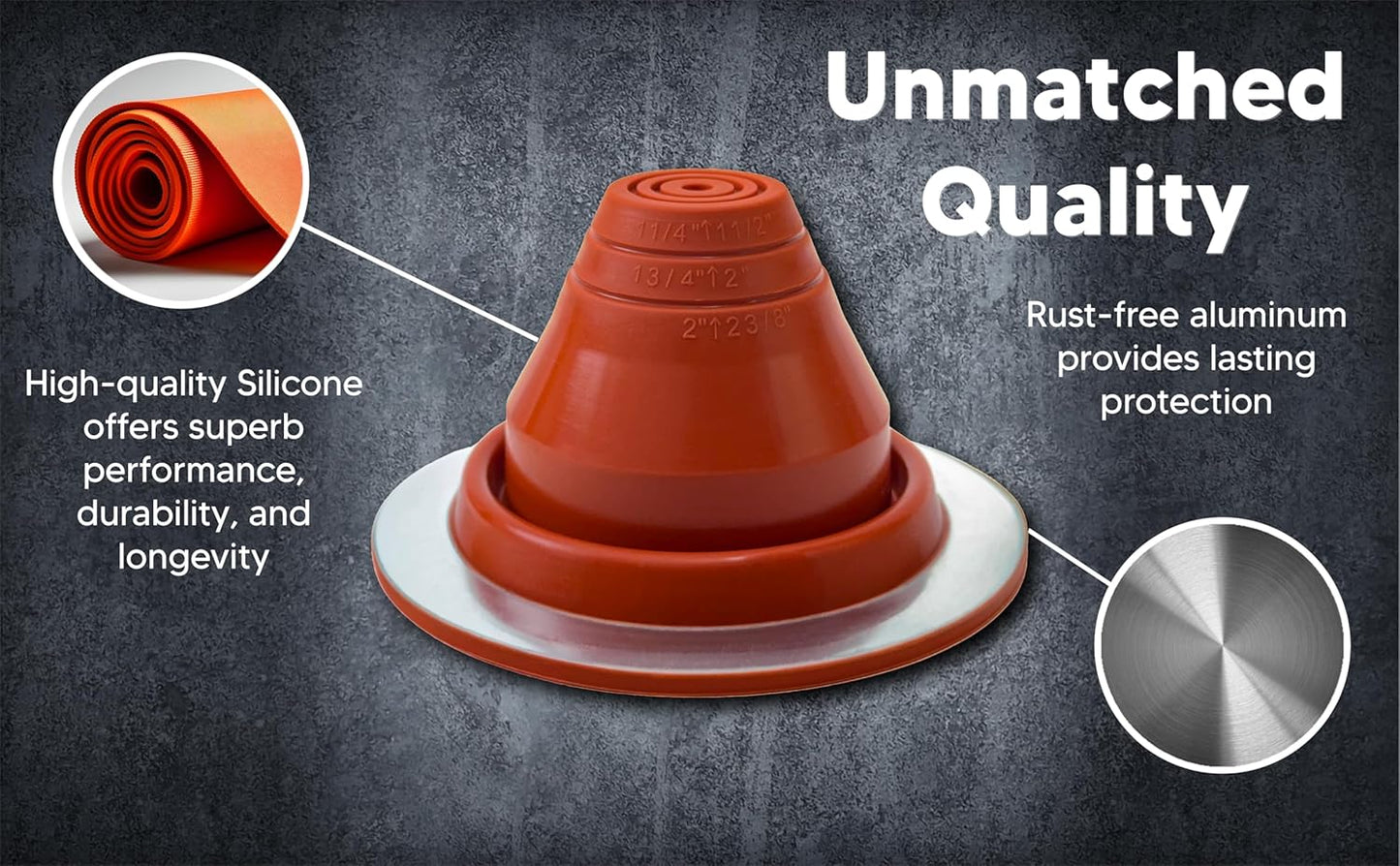 Silicone High Temperature Pipe Flashing #1 - Fits Pipes 1-1/4” to 2-3/8” OD