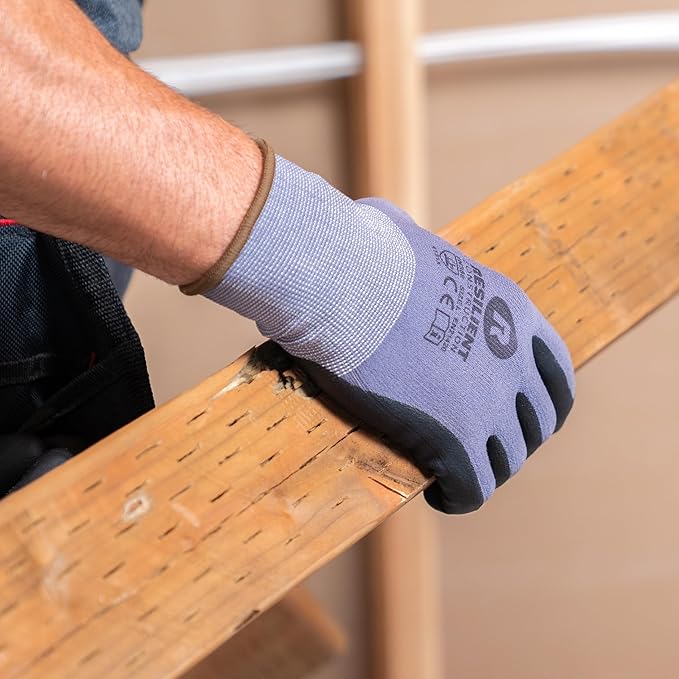 XL Nitrile-Dipped Work Gloves (6 pairs)