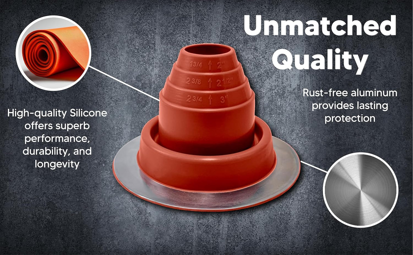 Silicone High Temperature Pipe Flashing #2 - Fits Pipes 1-3/4” to 3-1/4” OD