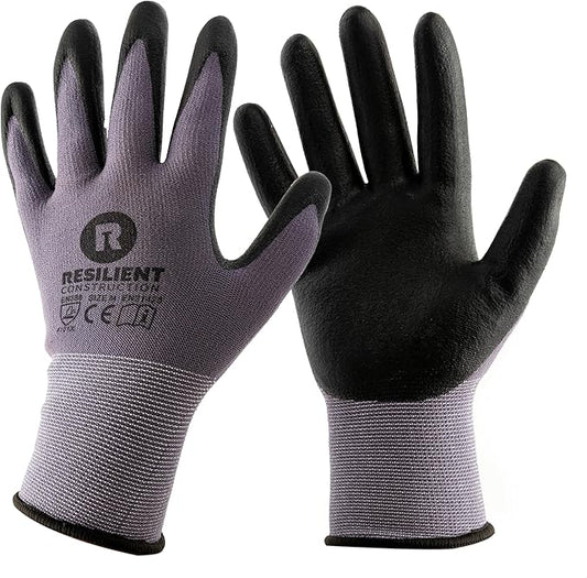 Large Nitrile-Dipped Work Gloves (6 pairs)