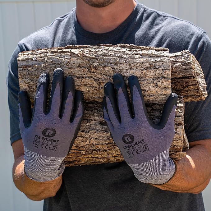 XL Nitrile-Dipped Work Gloves (6 pairs)