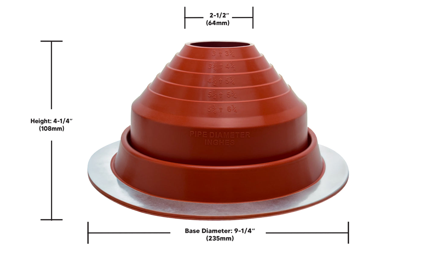 Silicone High Temperature Pipe Flashing #4 - Fits Pipes 3” to 6-1/4” OD