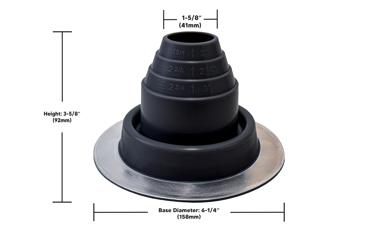 EPDM Pipe Flashing #2 - Fits Pipes 1-3/4” to 3-1/4” OD