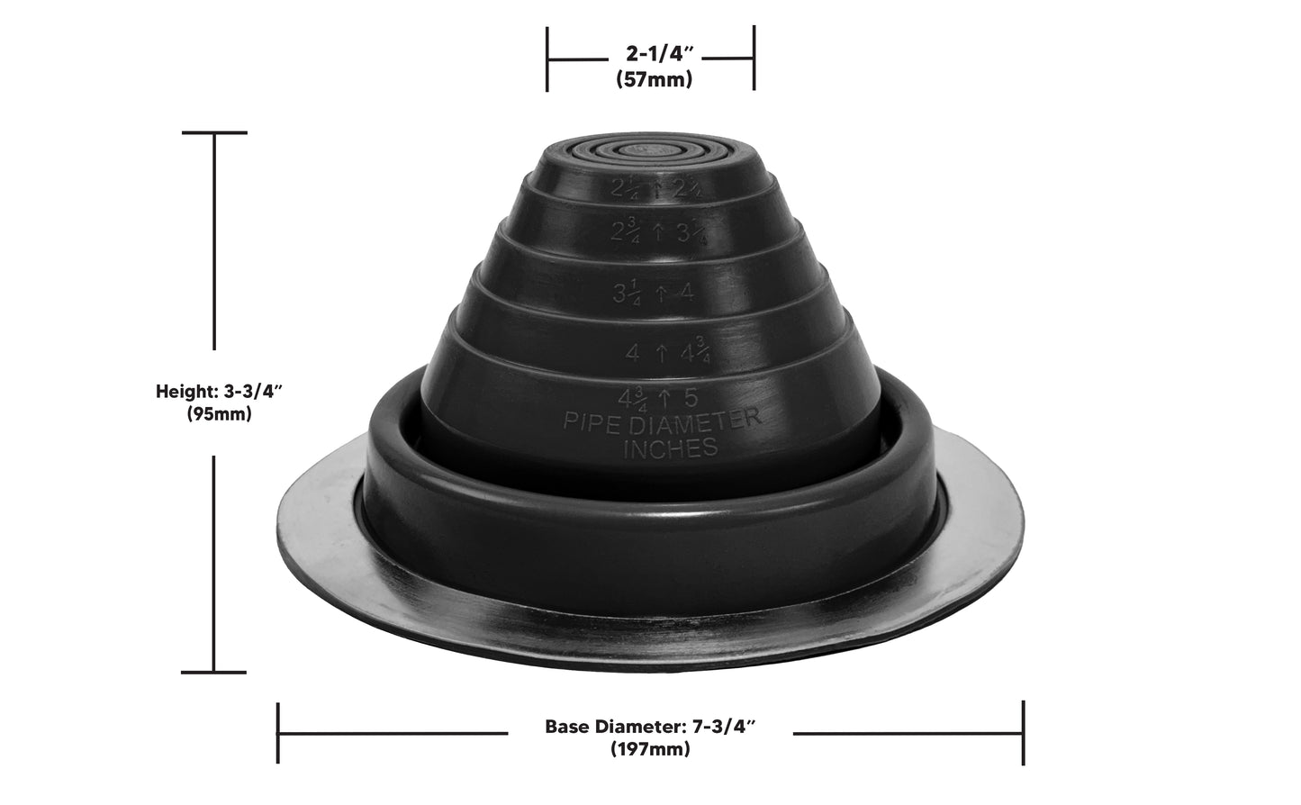 EPDM Pipe Flashing #3 - Fits Pipes 2-1/4” to 5” OD